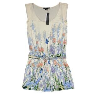 CYNTHIA STEFFE Cream Floral Silk Dress US 2 Extra Small